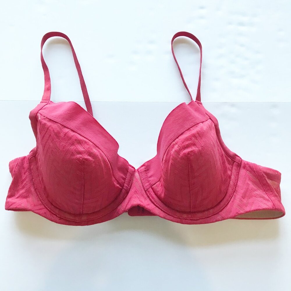 THIRDLOVE Chevron Contour Demi Bra Pink Underwire Womens 34B